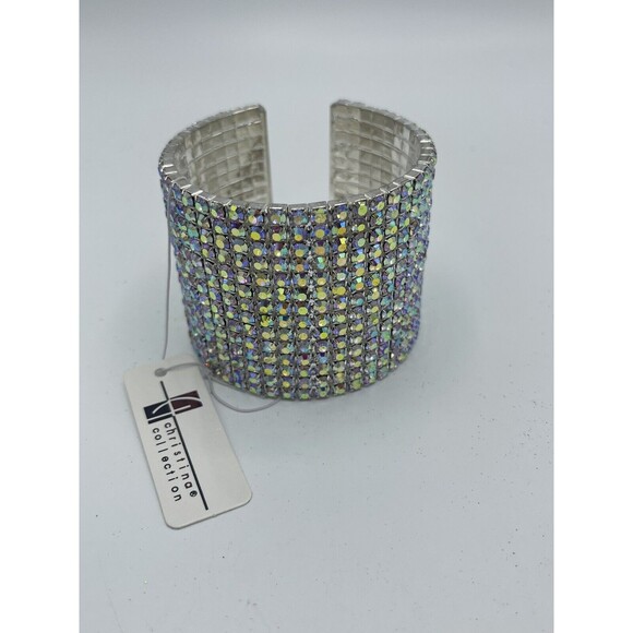 Christina Collection AB Rhinestone Wide Cuff Statement Bracelet New - Picture 1 of 8
